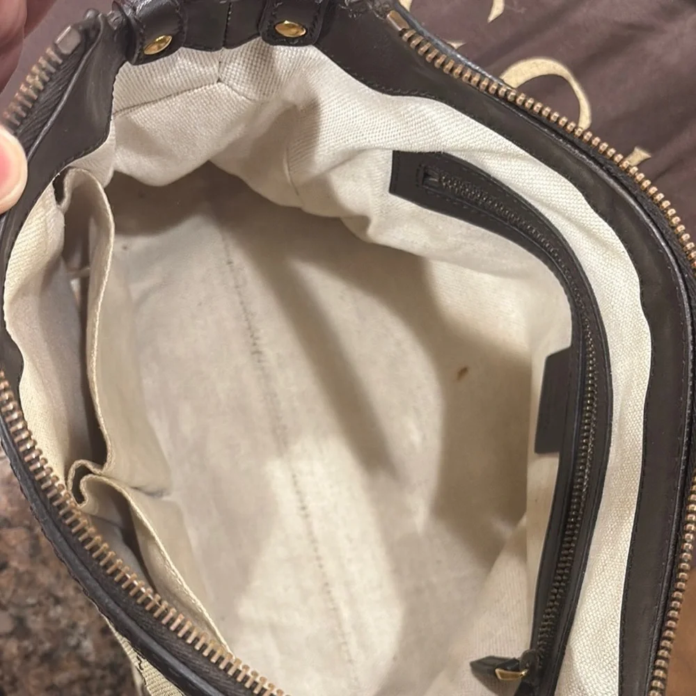 Gucci Monogram Beige and Brown Shoulder Bag - Picture 6 of 13